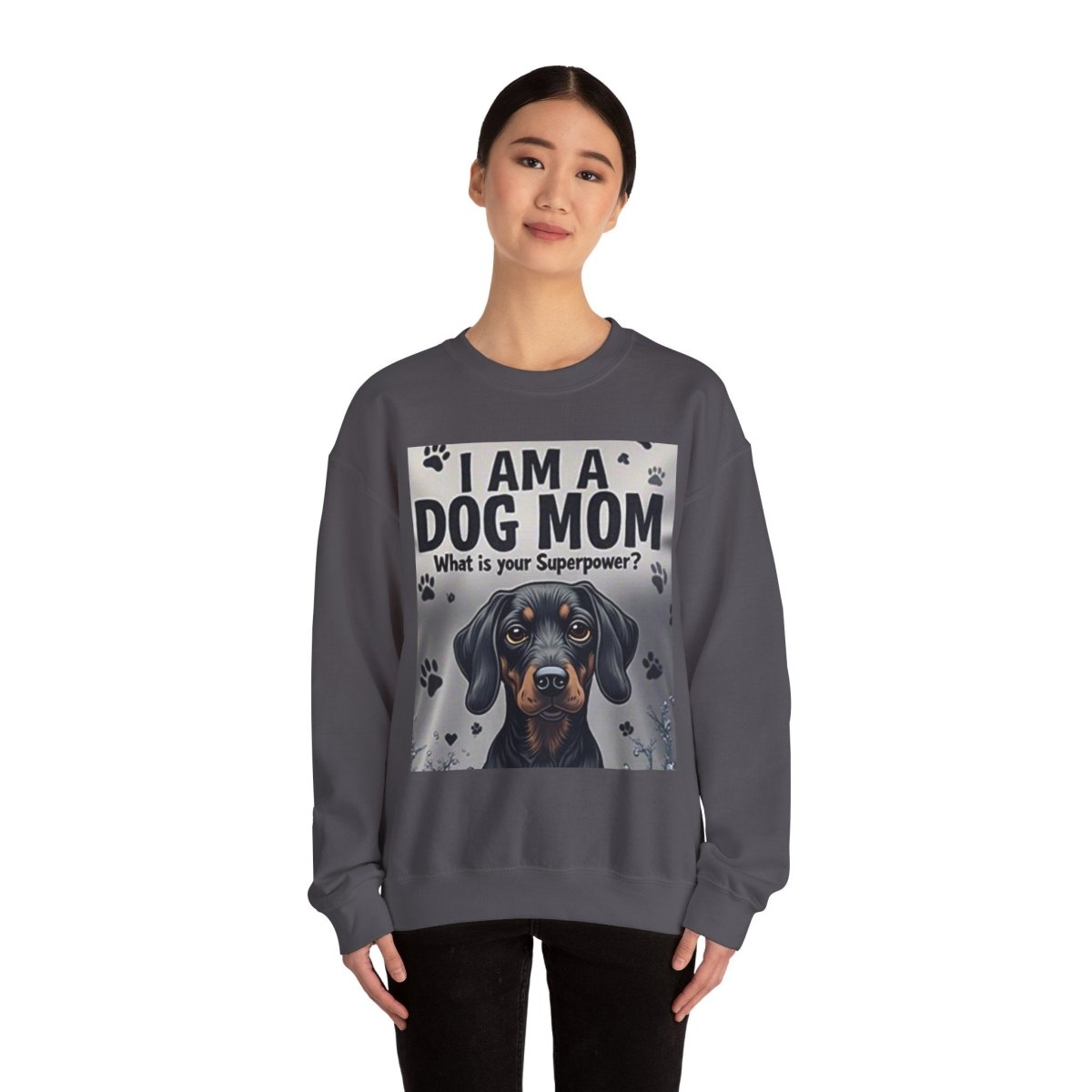 Crewneck Sweatshirt Dog Mom Superpower Design - Buy That Thang