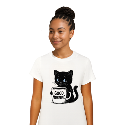 Women's Funny Cat Print T-Shirt