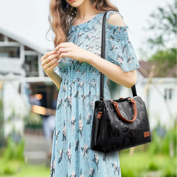 Letter Design Bag, Classic Tote PU Leather Crossbody & Shoulder Bags