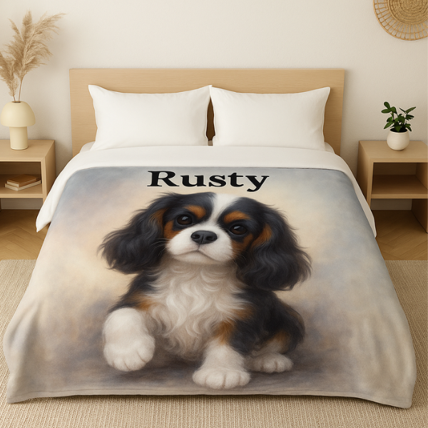 Dog Theme Throw Blanket Soft Sherpa Lined Blanket Just Add Name