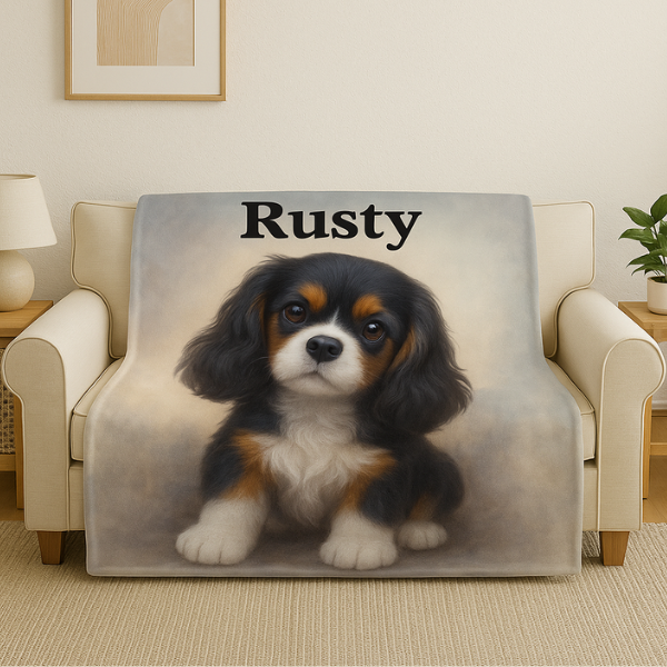 Dog Theme Throw Blanket Soft Sherpa Lined Blanket Just Add Name