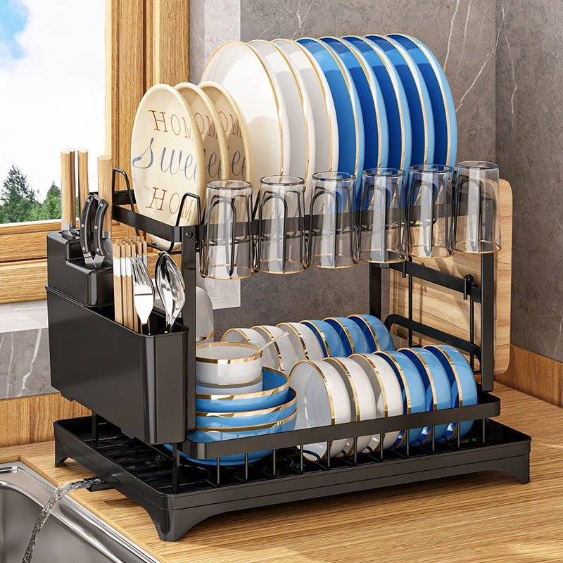 Kitchen drainage rack bowl and dish rack bowl and dish storage rack household utensils knives and forks storage rack - Buy That Thang