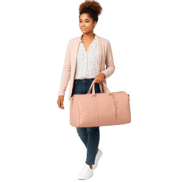 Foldable Women's Travel Convenient Carry - on Clothing Bag Large PU Leather Duffel Bag Women's Business Travel Bag - Buy That Thang