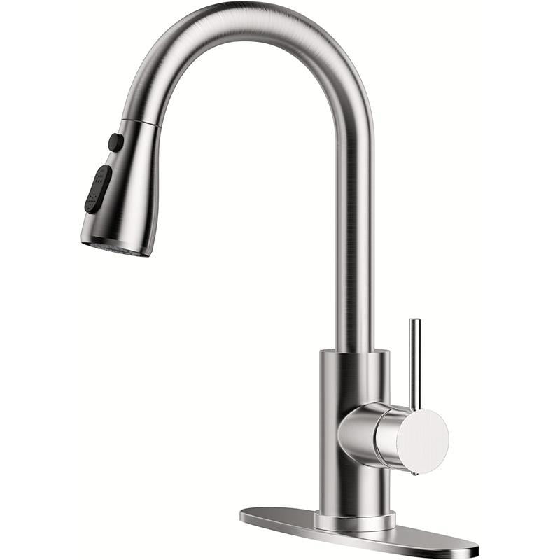 Kitchen Faucet with Pull-Down Spray Single Handle high arc Commercial Stainless Steel Bru
