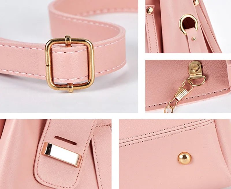 High Quality Women' s 3 Pcs Set Large Capacity Handbag Solid Color Purse Shoulder Messenger Bag Pu Leather Tote Bag - Buy That Thang