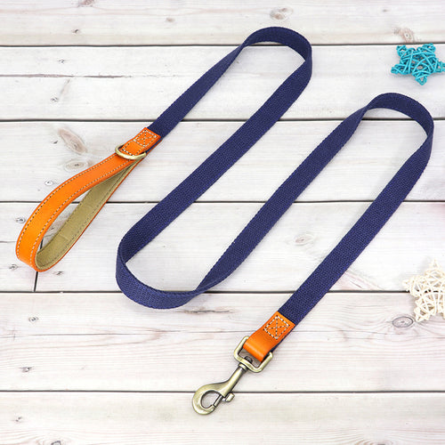 Nylon Custom Dog Puppy Collar Leash Set Personalized Genuine Leather