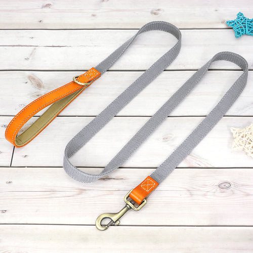 Nylon Custom Dog Puppy Collar Leash Set Personalized Genuine Leather