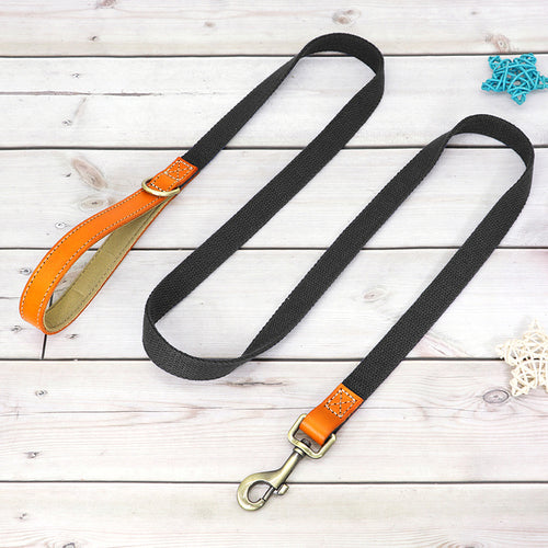 Nylon Custom Dog Puppy Collar Leash Set Personalized Genuine Leather