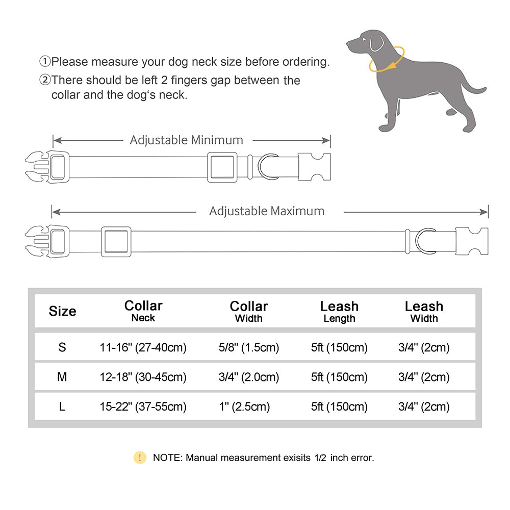Nylon Custom Dog Puppy Collar Leash Set Personalized Genuine Leather