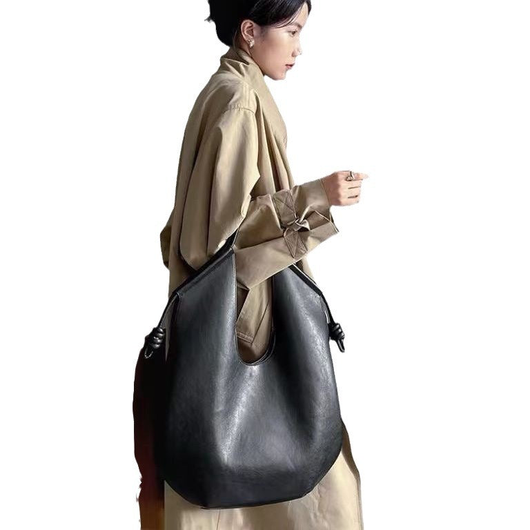 Large Capacity Fashionable Solid Color Commuter Shoulder Underarm Tote Bag
