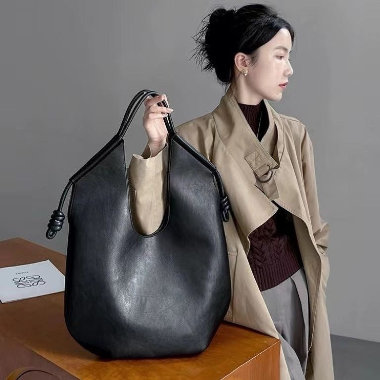 Large Capacity Fashionable Solid Color Commuter Shoulder Underarm Tote Bag