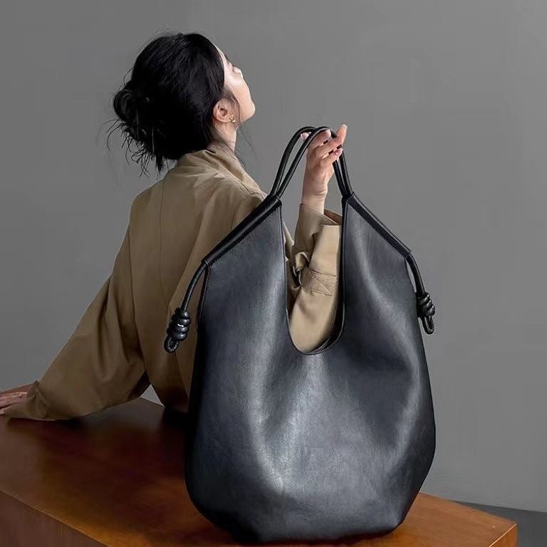 Large Capacity Fashionable Solid Color Commuter Shoulder Underarm Tote Bag