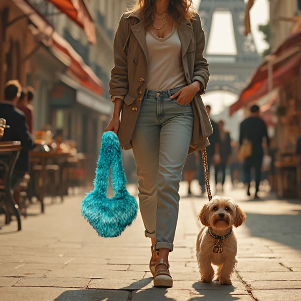 Heart Shaped Plush Shoulder Bag