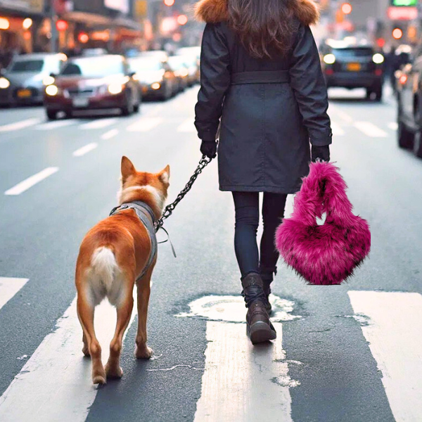 Heart Shaped Plush Shoulder Bag