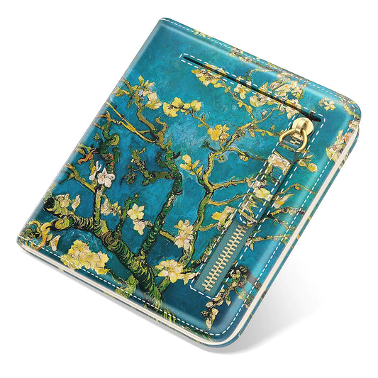 TMOODEL Wallet Women Cute Boho Rfid Blocking Small Wallets Woman Slim Credit Card Holder Wallet for Women Thin Leather Billfold Compact Bifold Pocket Mini Purse with ID Window Van Gogh Tree - Buy That Thang