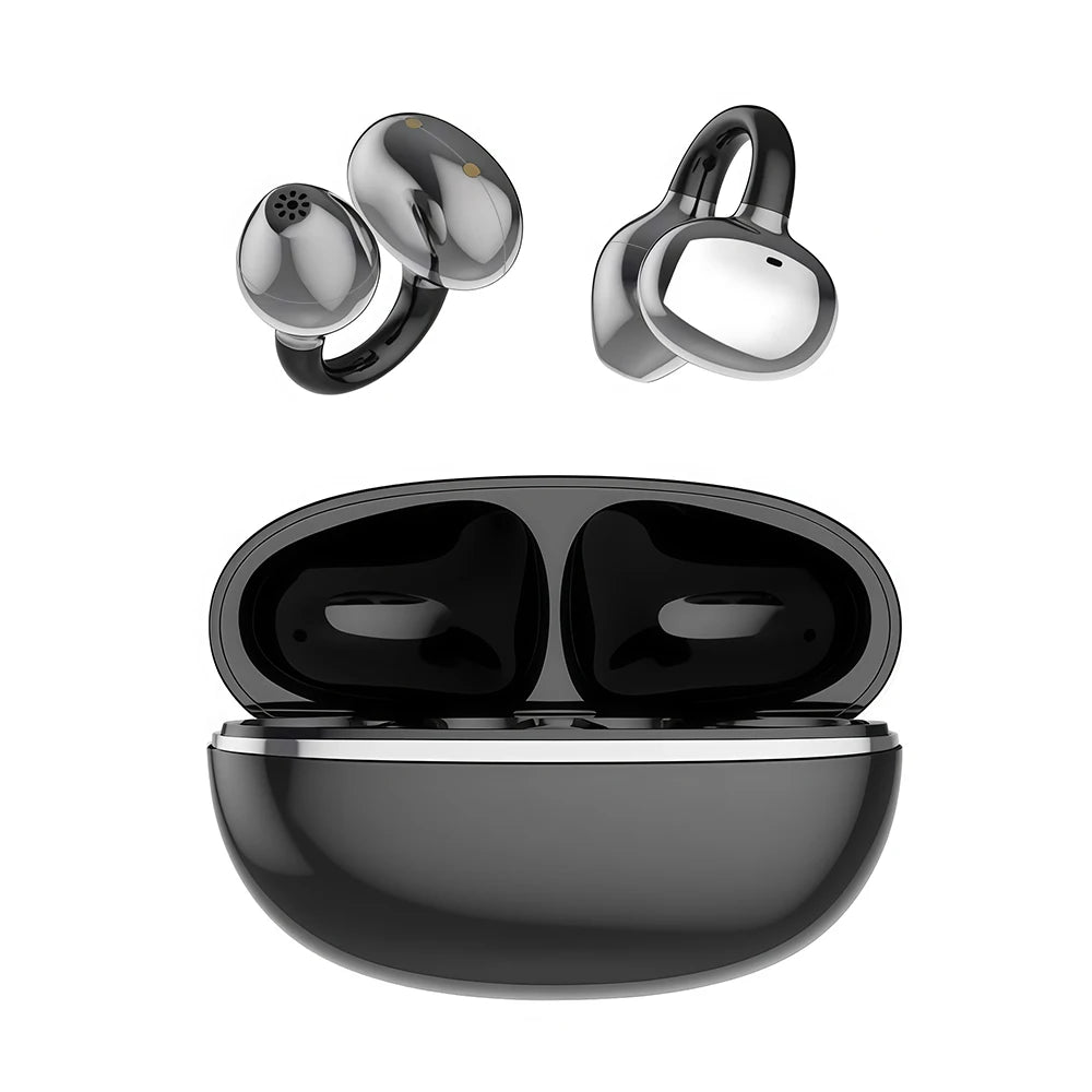DM08 Bluetooth Headset 5.3 Wireless Bone Conduction Headphones Clip Ear Music Noise Canceling HD Call Sports Gaming Earphone
