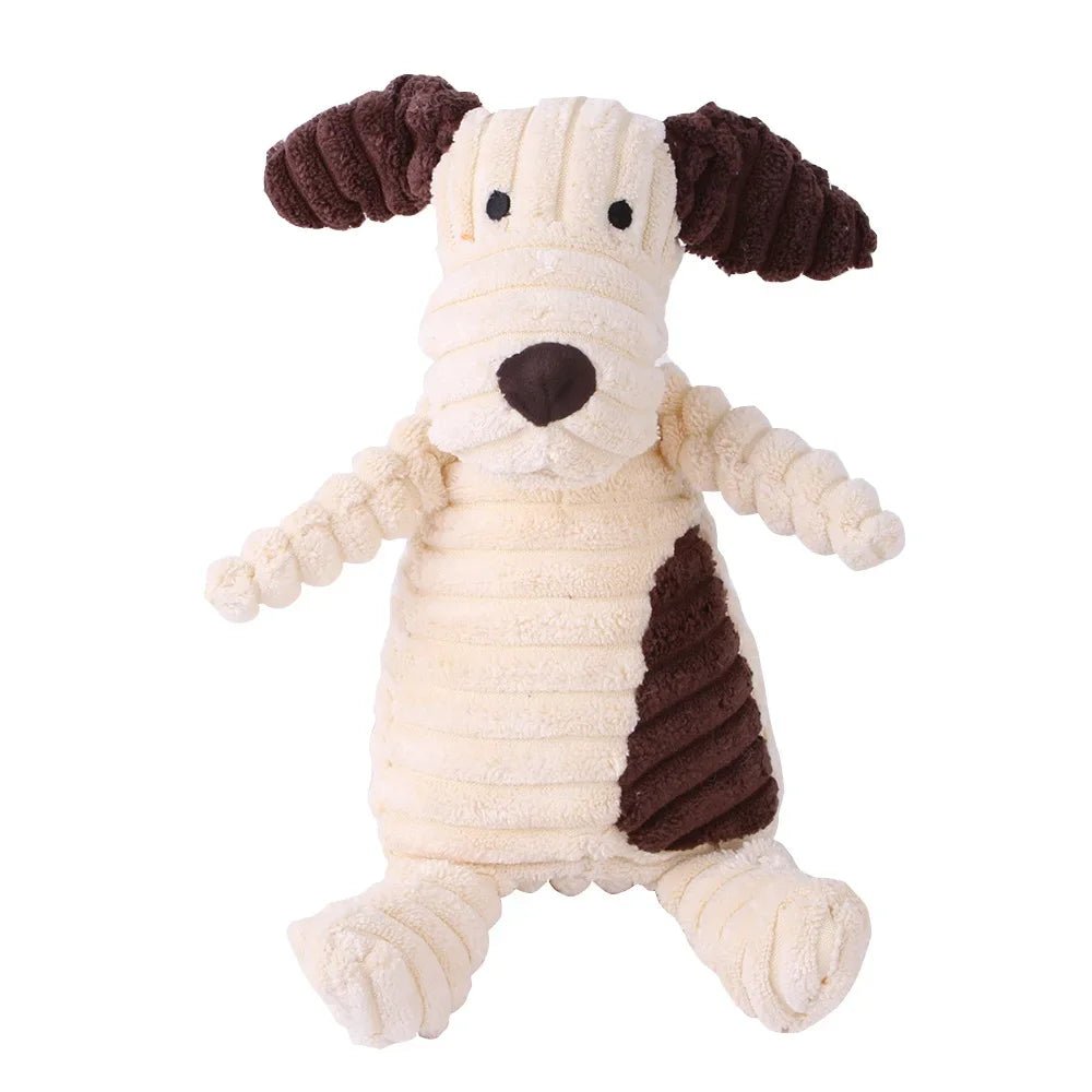 Plush Dog Toy Animals Shape Bite Resistant Squeaky Toys Corduroy Dog Toys for Small Large Dogs Puppy Pets Training Accessories - Buy That Thang