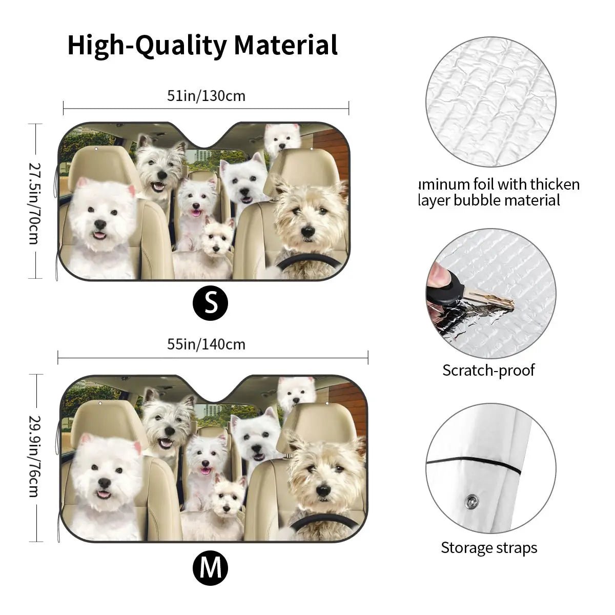 Westie West Highland Terrier Dog Personality Windshield Sunshade 76x140cm Animals Driver Foils Sunshade Visor Solar Protect - Buy That Thang