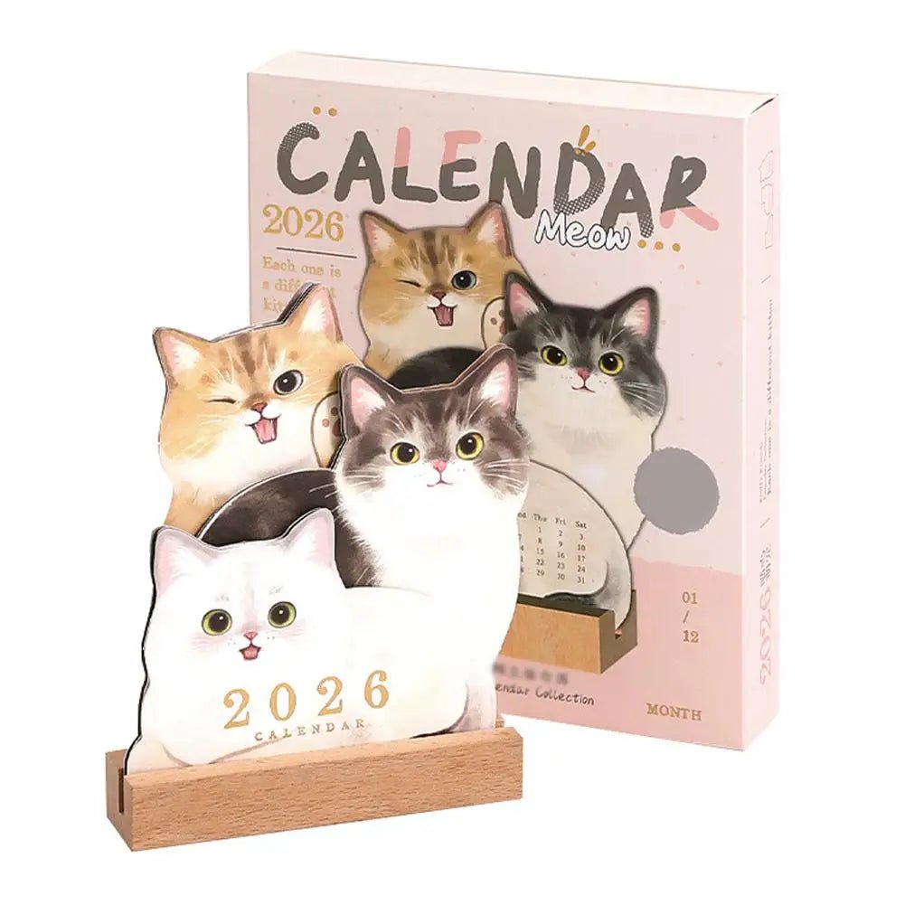 2026 Cute Cat Dog Series Desk Calendar Table Planner Yearly Agenda Organizer Memo Notes for Home Office School Daily Scheduler - Buy That Thang