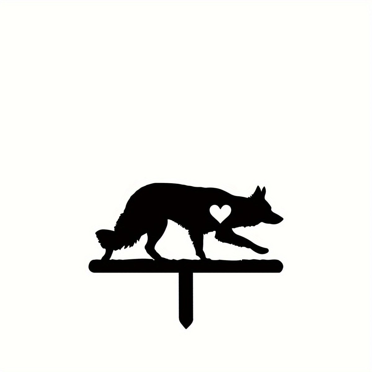 Iron Art Wolf Dog Silhouette Garden Stake: A Pet Commemorative for Outdoor Decoration - Buy That Thang