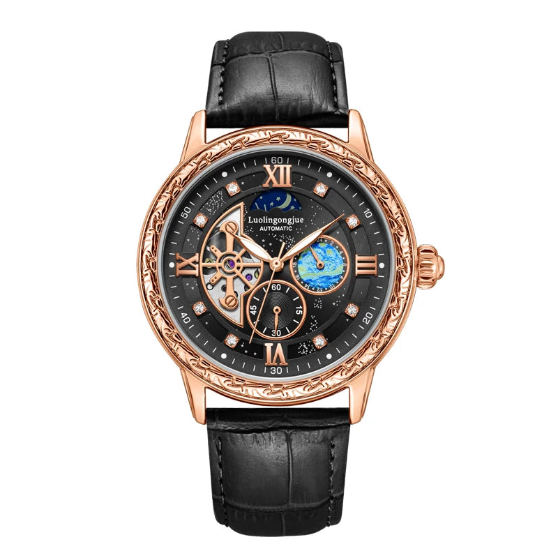 Luxurious Men's Automatic Mechanical Watch, with a Skeleton Design, Stylish