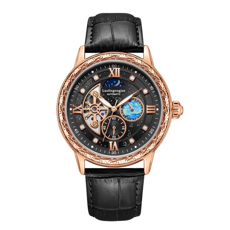 Luxurious Men's Automatic Mechanical Watch, with a Skeleton Design, Stylish - Buy That Thang