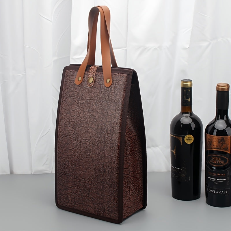 Wine Gift Packaging with Thickened Faux Leather & Sponge Layer - Heavy-Duty Wine Box Suitable for Wine Bottles, Elegant Wine Presentation, Wine Packaging