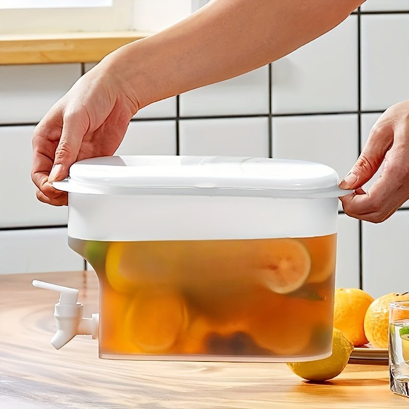 Large Capacity Plastic Kettle Dispenser | 1pc Beverage Dispenser with Tap, Cold Kettle with Faucet in Fridge, Fruit Tea Pot, Lemonade Bottle - Household Supplies - Buy That Thang