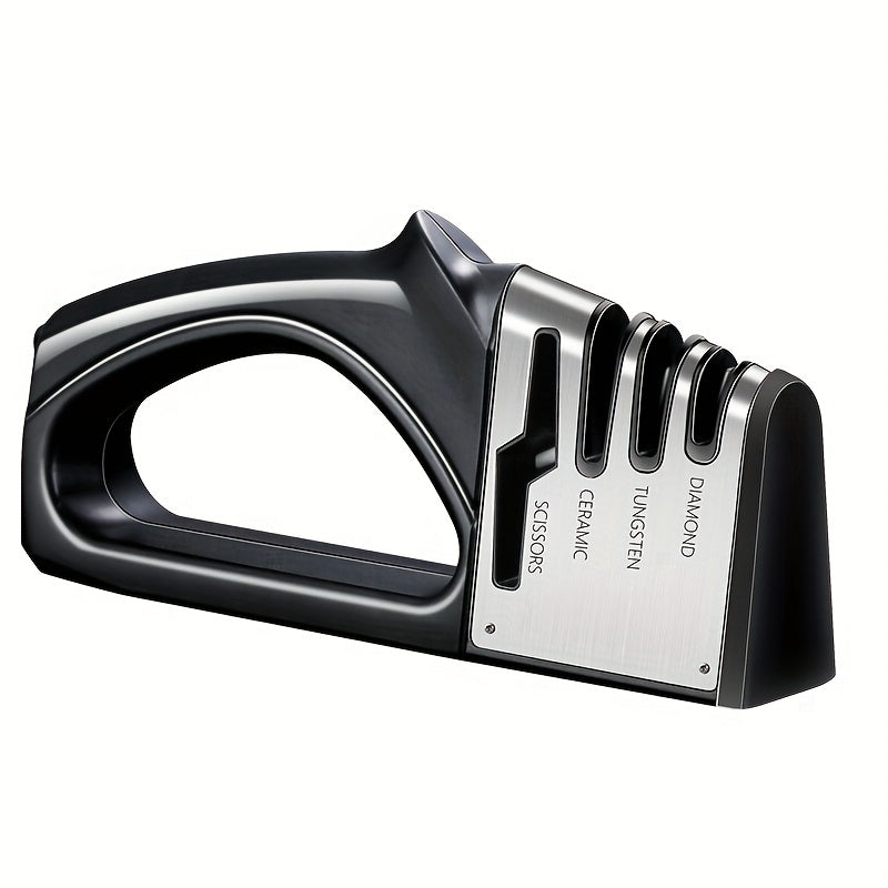 1pc, 4 Stage Handheld Knife Sharpener with Non-Slip Base - Quick Sharpening Tool for Kitchen Knives