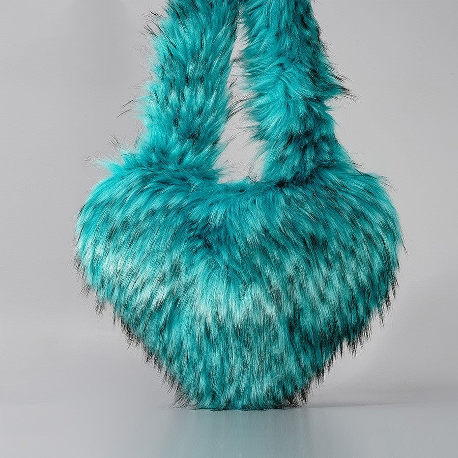 Heart Shaped Plush Shoulder Bag
