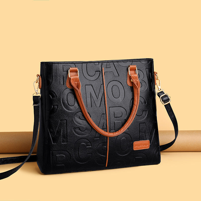 Letter Design Bag, Classic Tote PU Leather Crossbody & Shoulder Bags