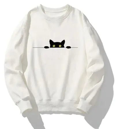 Cat Print Round Neck Sweater - Buy That Thang