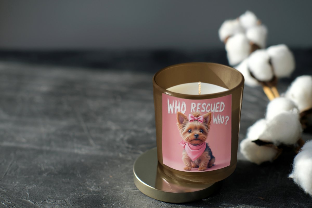 Candle Multi - Size Amber Jar 'WHO rescued WHO yorkie edition' - Buy That Thang