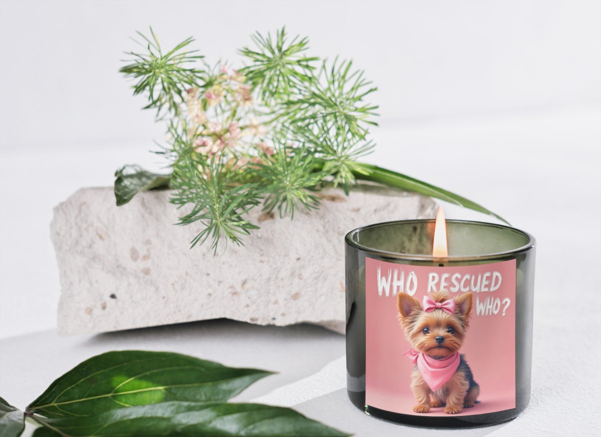 Candle Multi - Size Amber Jar 'WHO rescued WHO yorkie edition' - Buy That Thang