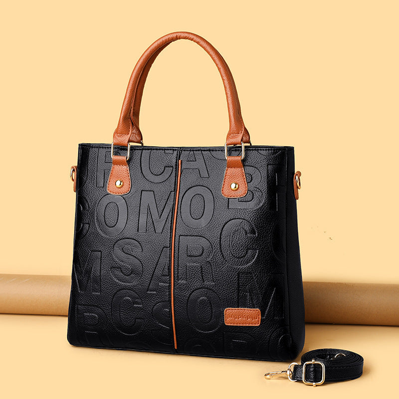 Letter Design Bag, Classic Tote PU Leather Crossbody & Shoulder Bags