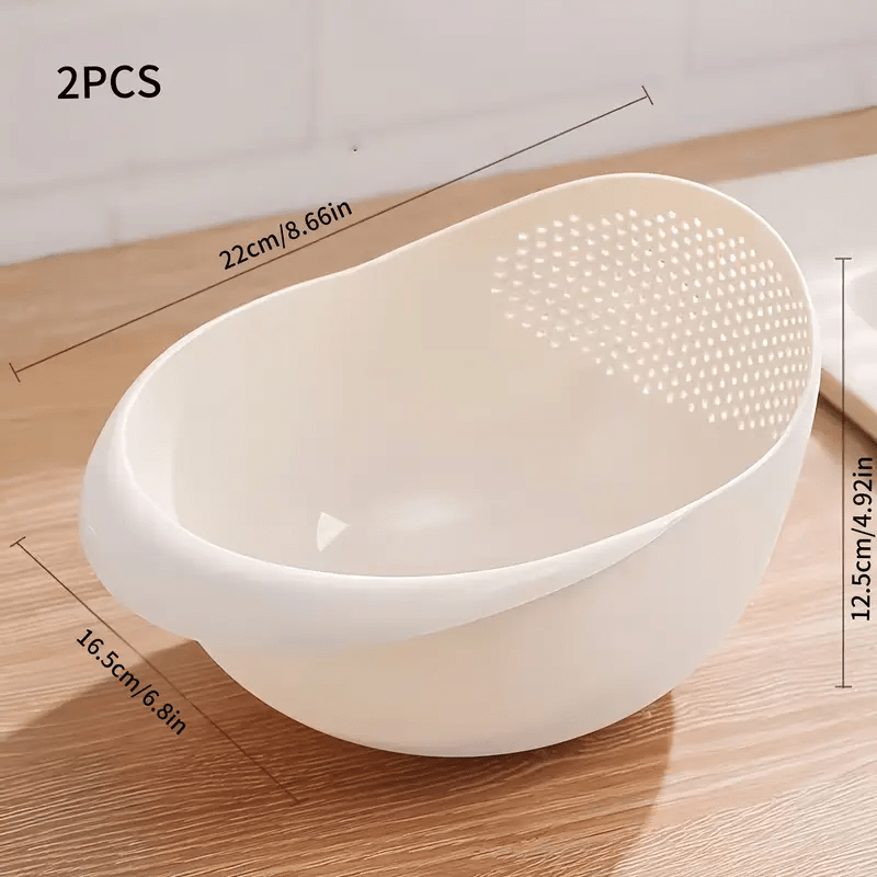 1/2pcs Multi - Functional Rice Washing Basket with Dense Hole Screen - Heavy - Duty Plastic Food - Safe Kitchen Strainer, Collapsible Design & Hanging Holes for Easy Storage, BPA - Free Plastic for Rinsing Rice, Pasta, Vegetables, Fr - Buy That Thang