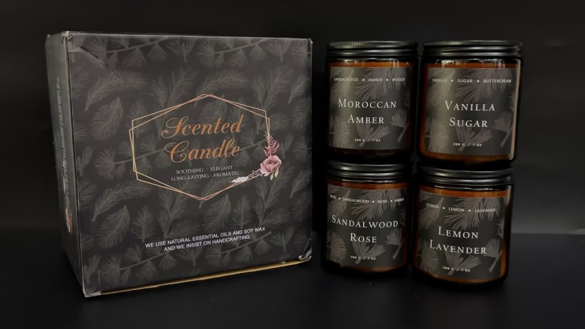 4pcs Scented Candles Home Scented Candles, 28oz Soy Wax Candle Gift Set for Women Men (Lemon Lavender/Vanilla Sugar/Sandalwood Rose/Moroccan Amber), Home Decor, Birthday, Valentine, Thanksgiving Christmas Decorations Christma - Buy That Thang