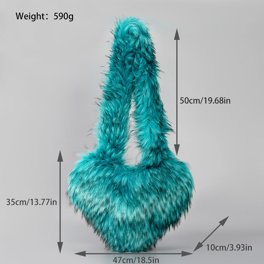 Heart Shaped Plush Shoulder Bag