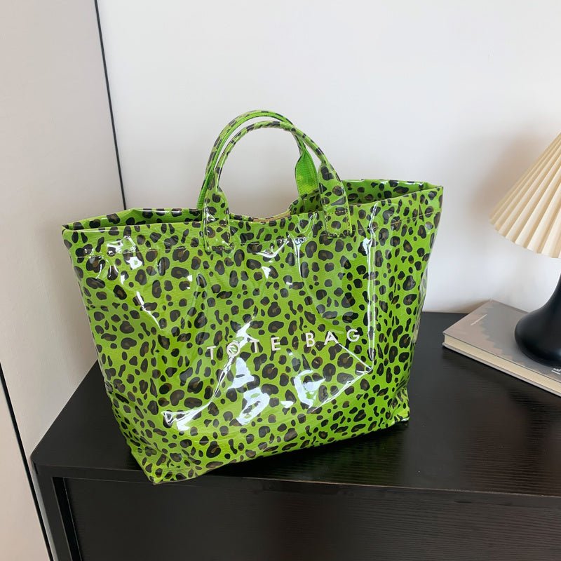 Larte Tote Leopard Handbag, Transparent PVC Beach Bag For Gym, Pool, And Travel With Inner Zipper Pocket - Buy That Thang