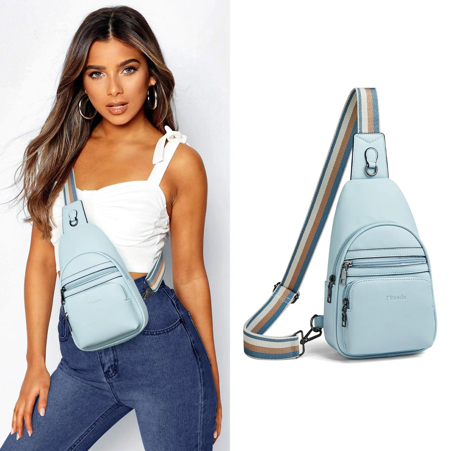 Sling Bag Crossbody Bags for Women Fanny Packs for Women Chest Bag for Work Shopping 7 - 1 Blue Dual Zippered Front Pockets - Buy That Thang