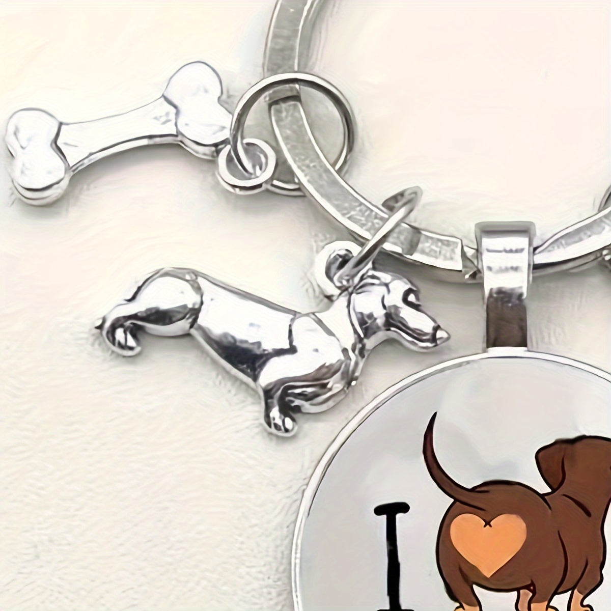 Cute Dachshund Dog Keychain - Golden Keychain Ring, Wallet, Backpack Charm - Gift for Pet Lovers, Dog Moms, and Dads