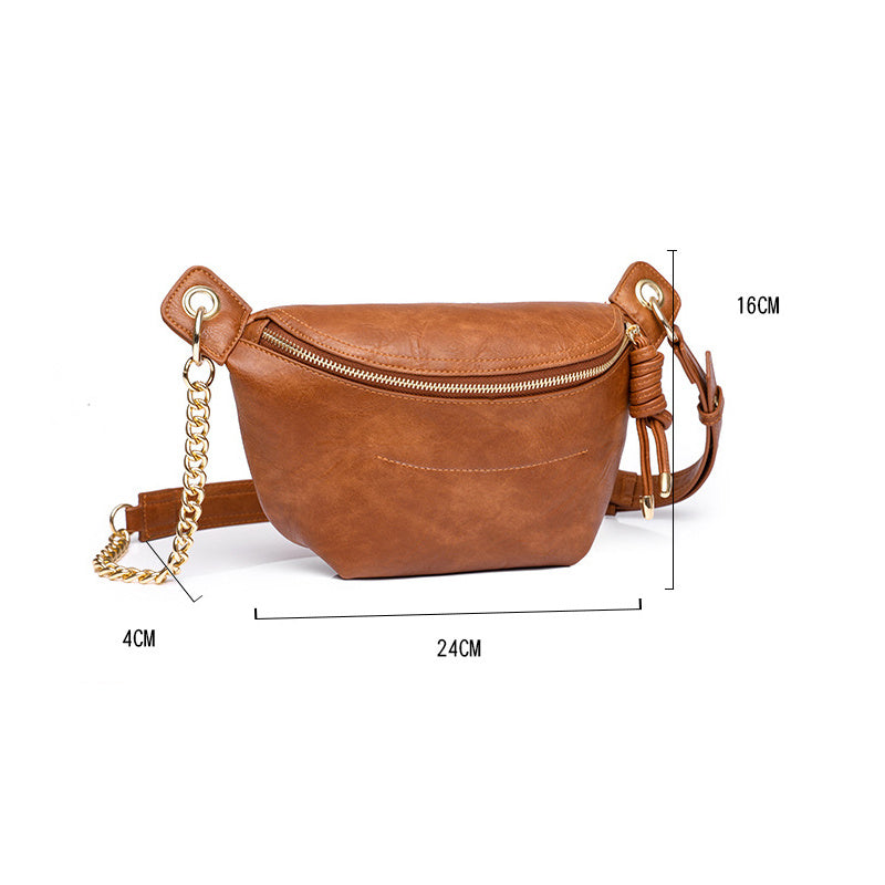 Fashion Messenger Bag Retro New Pu Sling Bag Commuter Bag Niche Waist Bag