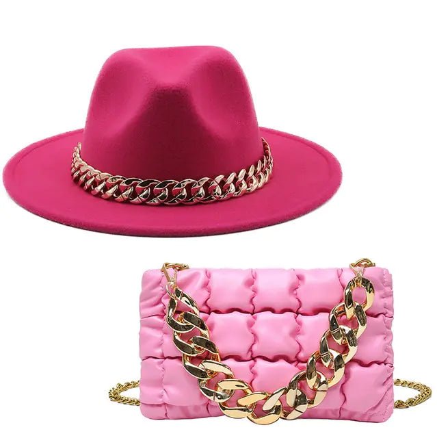 Fedora Hats Women Luxury Accessories Gold Chain - Buy That Thang