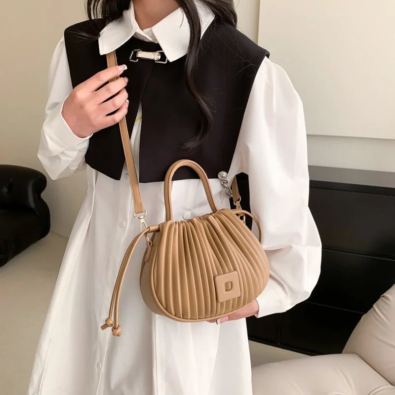 Casual Soft PU Leather Tote Bag for Women Cute Bucket Bag Plain Shoulder Crossbody Bag - Buy That Thang