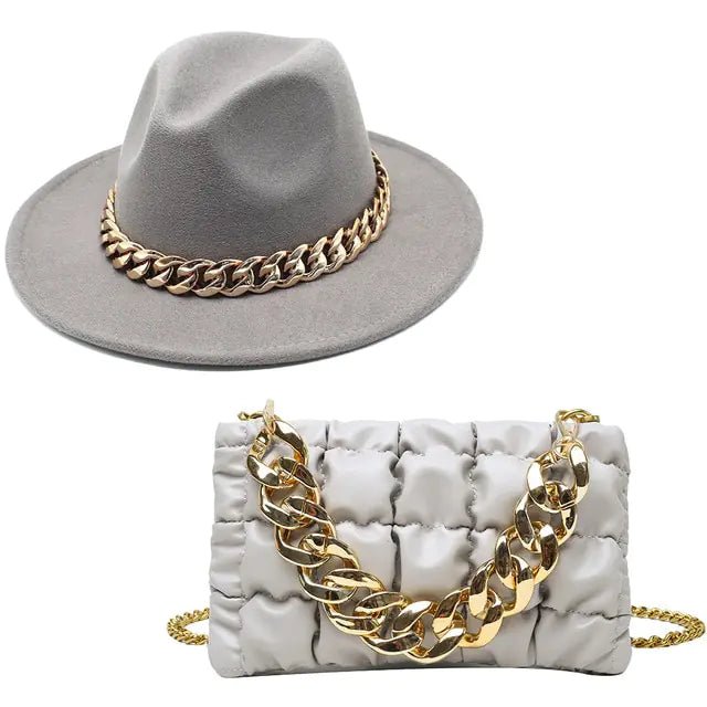 Fedora Hats Women Luxury Accessories Gold Chain - Buy That Thang