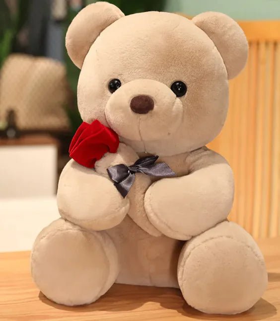 Hugging Roses Teddy Bear Plush Pillow - Buy That Thang