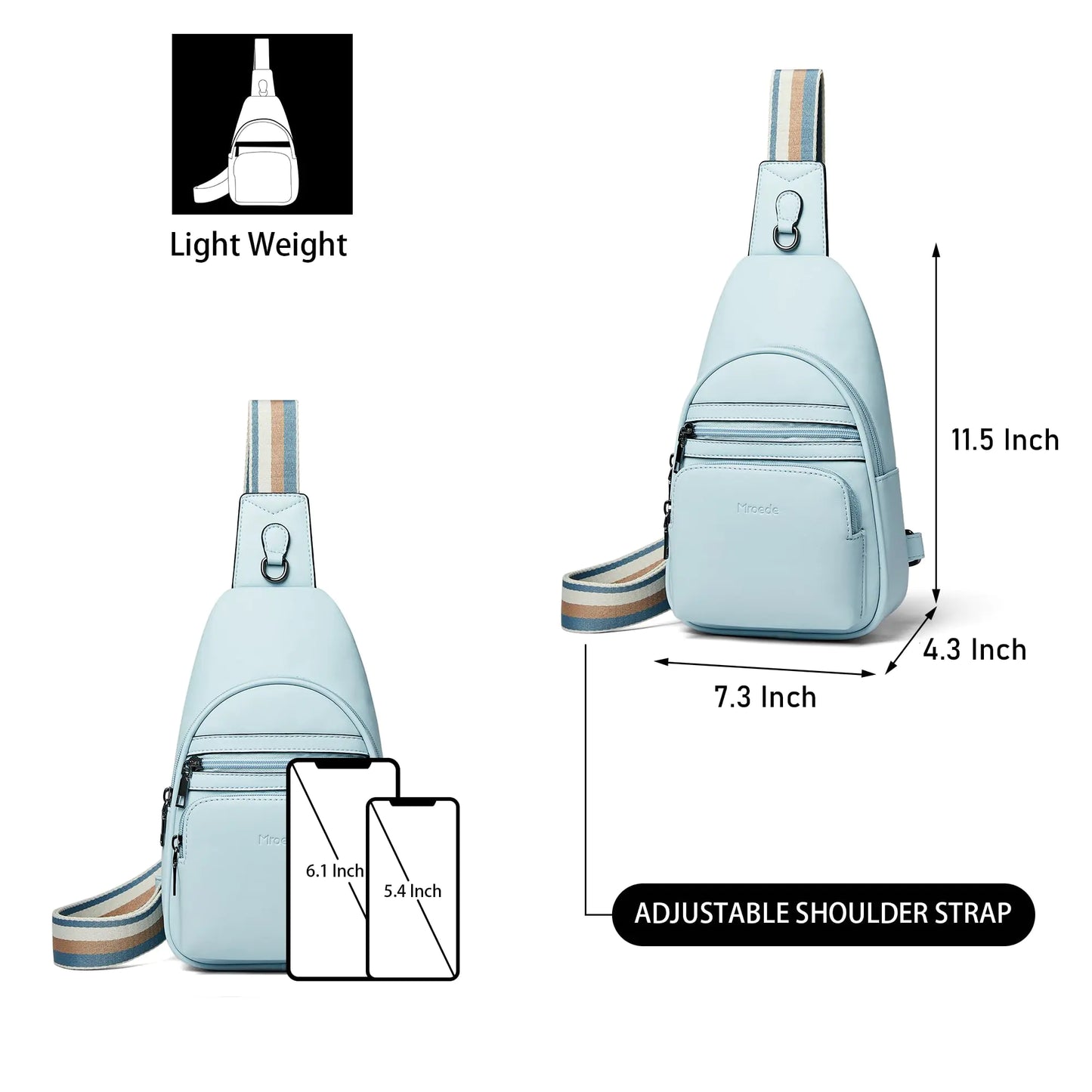 Sling Bag Crossbody Bags for Women Fanny Packs for Women Chest Bag for Work Shopping 7 - 1 Blue Dual Zippered Front Pockets - Buy That Thang