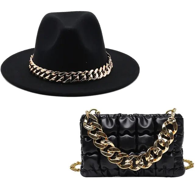 Fedora Hats Women Luxury Accessories Gold Chain - Buy That Thang