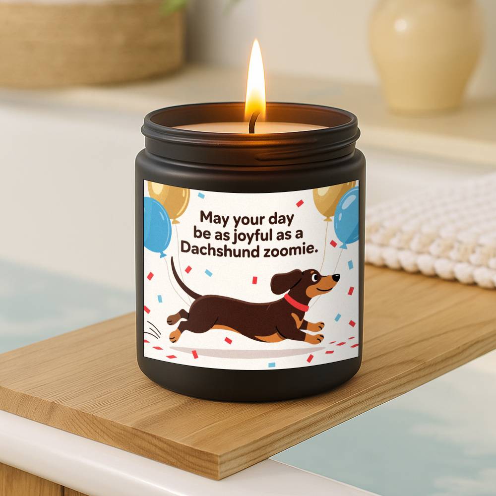Dachshund Scented Candle - Lavender with Dachshund Dog in Glass Jar, Long - Burning Wax for 12+ Hours, Funny Pet Lover Gift for Dachshund Owners (Christmas, Valentine's Day) - Home & Bathroom Decor Suitable for Dachshund Parent - Buy That Thang