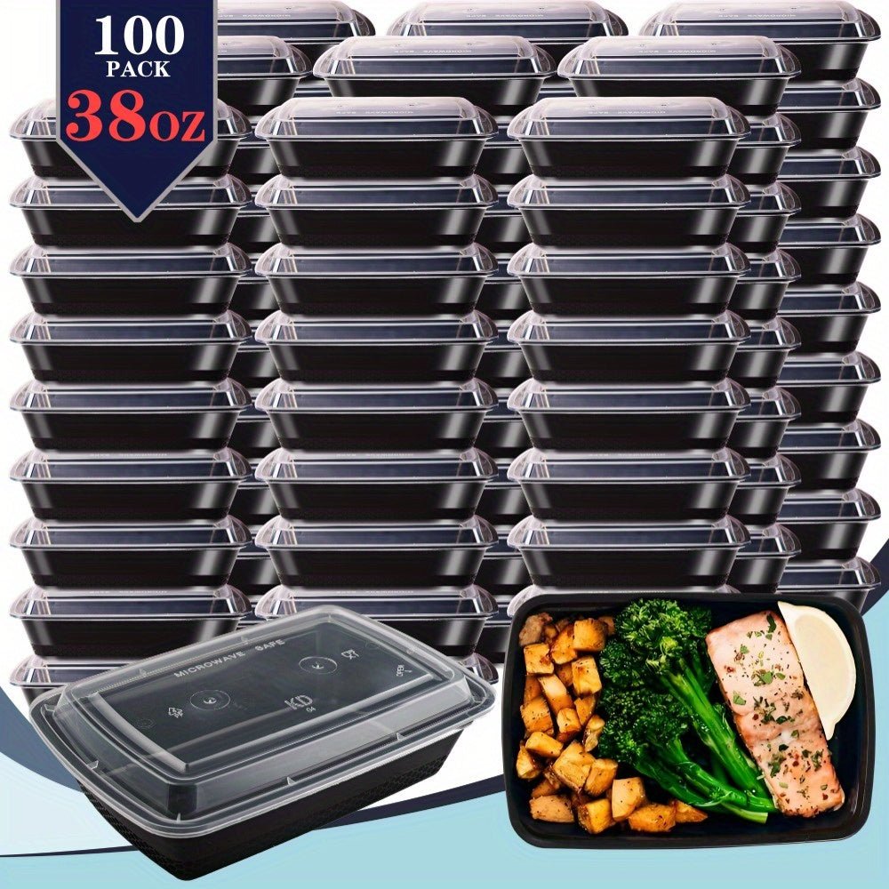 100pcs/ 200pcs Black Rectangular Meal Prep Containers 38oz Stackable And Leakproof Food Storage Container Set Disposale Bento Box Ideal for Takeout And Picnic Microwave & Dishwasher & Freezer Safe Halloween Thanksgiving Day C - Buy That Thang